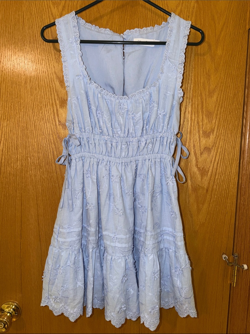 Dusty Blue Embroidered Sundress